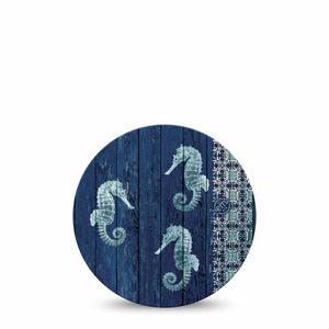 ExpressionMed Seahorse Dexcom G7 and Dexcom Stelo Glucose Biosensor System OverPatch, Single Tape seahorse pattern Adhesive Tape for CGM