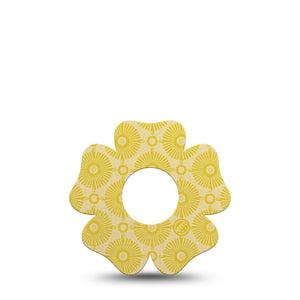 ExpressionMed Yellow Sundress Infusion Set Flower Shape Tape, 5-Pack Tape Golden Ornamental Sunbursts, Plaster Continuous Glucose Monitor Design
