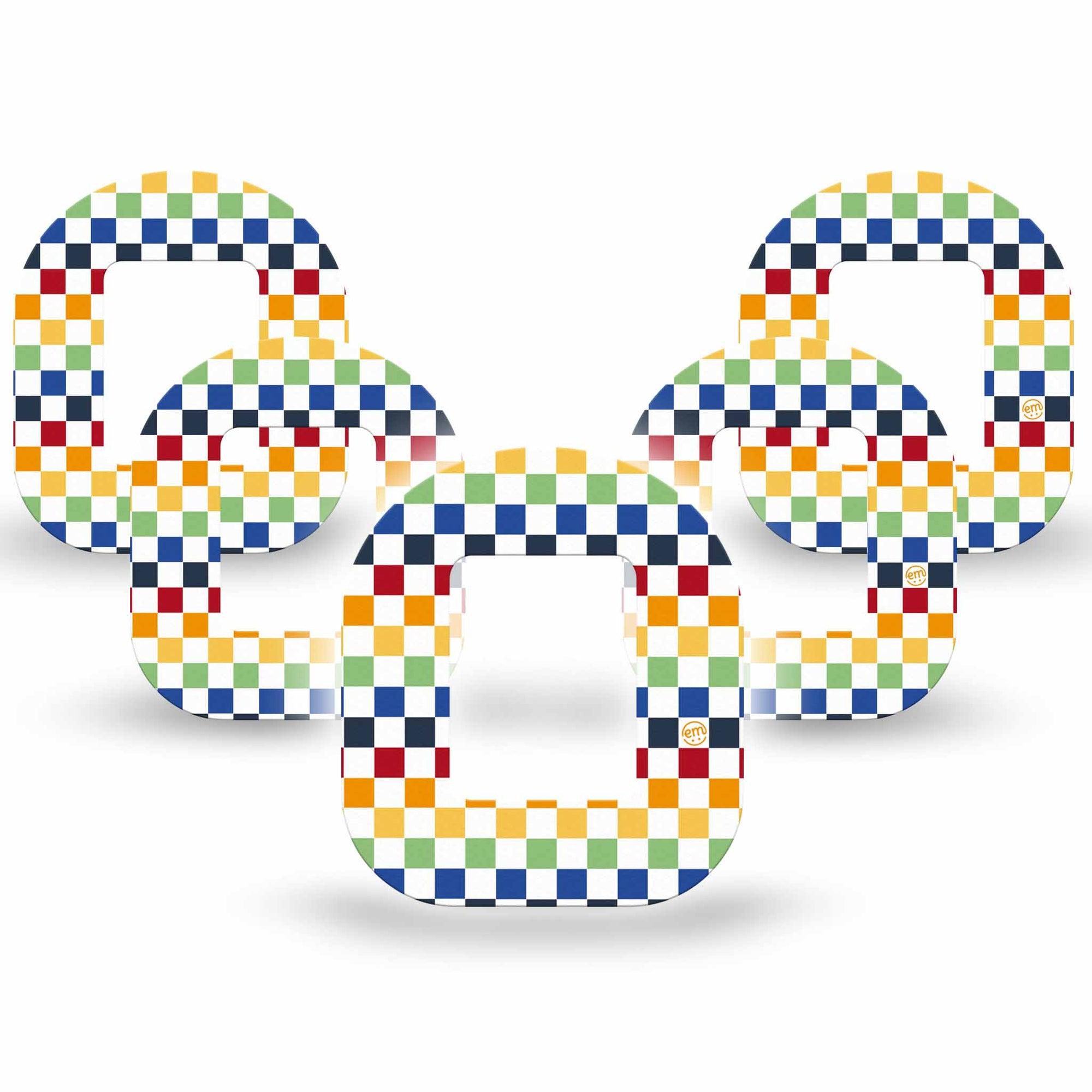 ExpressionMed Rainbow Checkerboard Tandem Mobi Tape 5-Pack Tape Fun Checkerboard, Adhesive Tape Pump Design