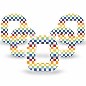 ExpressionMed Rainbow Checkerboard Tandem Mobi Tape 5-Pack Tape Fun Checkerboard, Adhesive Tape Pump Design