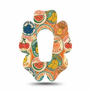 ExpressionMed Fruit Stickers Dexcom G6 Flower, Single Tape Retro fruits Overlay Tape for CGM