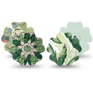 ExpressionMed Tropical Greens Freestyle Libre 3 and Libre 3 Plus Flower, tape and sticker  tropical botanical pattern Accessories for CGM
