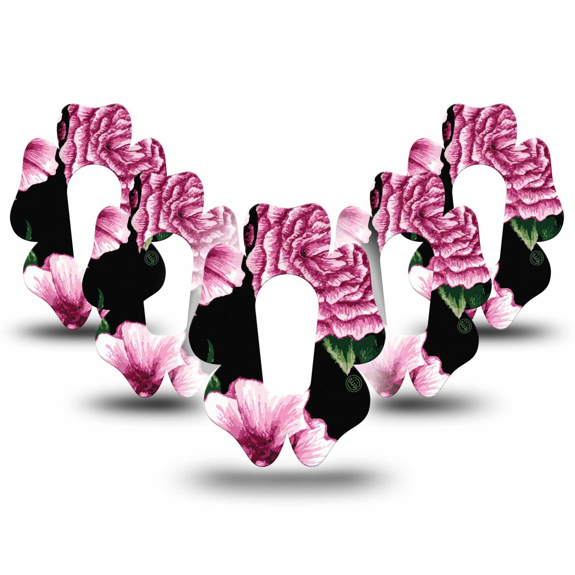 ExpressionMed Intricate Floral Dexcom G6 Flower Shape Tape 5-Pack Tape Vibrant Florals, Adhesive Patch Continuous Glucose Monitor Design