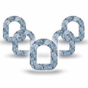 ExpressionMed Seashells Omnipod Mini Tape, 5-Pack Tape Blue Clam Shell, Adhesive Tape Pump Design