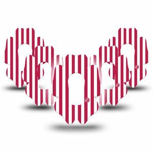 ExpressionMed Red Stripes Dexcom G6 Flower, 5-Pack Playful summer stripes Plaster for Continuous Glucose Monitor