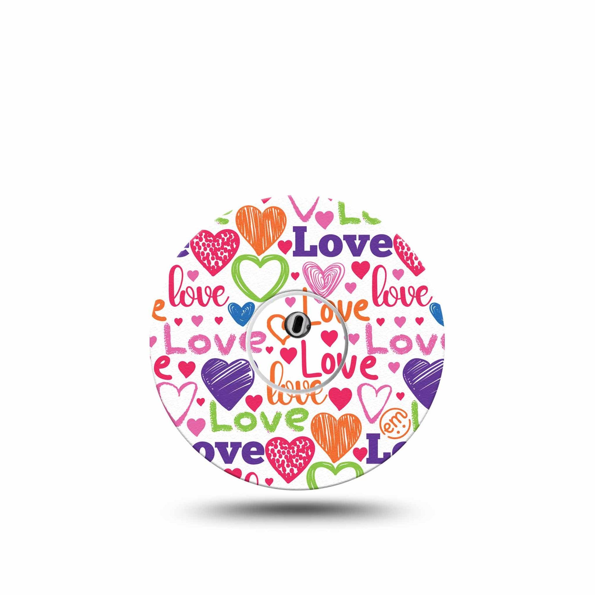 ExpressionMed Abundance of Love Freestyle Libre 3 Sticker and Tape  Purple Lovely Hearts, Vinyl Sticker and Tape Pairing CGM Design
