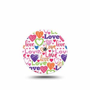 ExpressionMed Abundance of Love Freestyle Libre 3 Sticker and Tape  Purple Lovely Hearts, Vinyl Sticker and Tape Pairing CGM Design