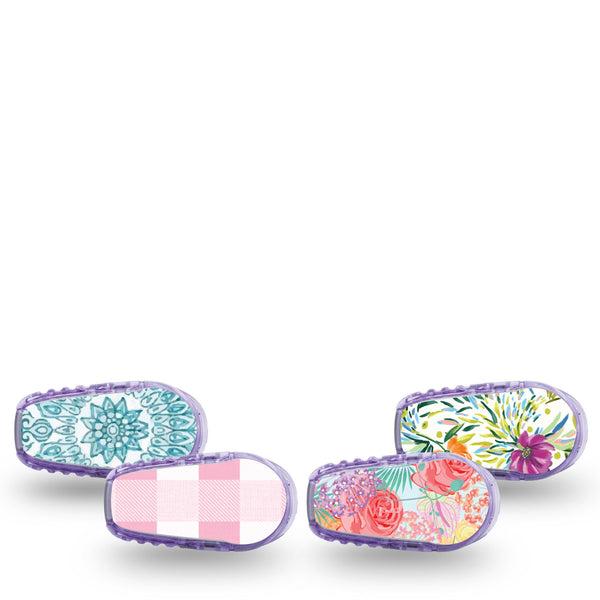 ExpressionMed Fresh Greenery Dexcom G6 Sticker, 4-Pack Sticker Bright petals Adhesive Tape for CGM