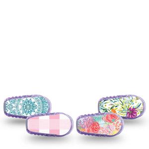 ExpressionMed Fresh Greenery Dexcom G6 Sticker, 4-Pack Sticker Bright petals Adhesive Tape for CGM