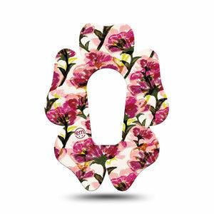 ExpressionMed Maroon Flowers Dexcom G6 Flower Shape Tape, Single Tape Crimson Flowers, Adhesive Patch Continuous Glucose Monitor Design