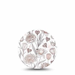 ExpressionMed Minimalist Botanical Freestyle Libre, Libre 2 Plus, and Abbott Lingo, Single Tape and Single Sticker Neutral botanical design Overlay Patch for CGM