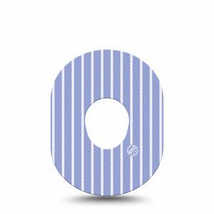 ExpressionMed Blue Stripes Dexcom G7 and Dexcom Stelo Glucose Biosensor System, Single Tape Light blue and white stripes Fixing Ring Patch for CGM