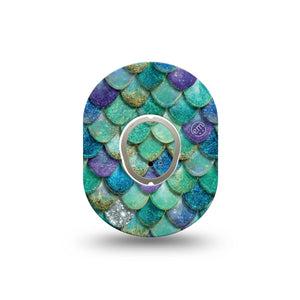 ExpressionMed Mermaid Scales Dexcom G7 and Dexcom Stelo Glucose Biosensor System Mini, Single Tape and Single Sticker fantasy sea pattern Waterproof Sensor Cover for CGM