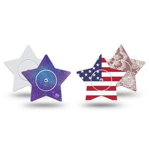 ExpressionMed All Time Best Sellers Variety Pack Freestyle Libre 2 and Libre 2 Plus Star Shape Tape, Abbott Lingo, 4-Pack Tape and 4-Pack Sticker Variety Basic Best Designs, Adhesive Tape CGM Design