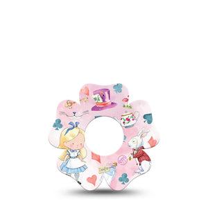 ExpressionMed Alice in Wonderland Infusion Set Flower Shape Tape 5-pack Tape Imaginary Story Alice Wonderland, Plaster Continuous Glucose Monitor Design