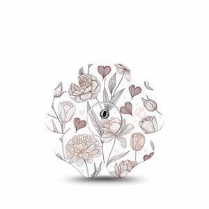 ExpressionMed Minimalist Botanical Freestyle Libre 3 and Libre 3 Plus Flower, Single Tape and Single Sticker Modern floral minimal Adhesive Tape for CGM