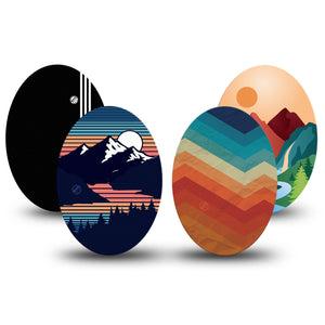 ExpressionMed Retro Alpine Trek Variety Pack Medtronic Guardian Enlite Universal Oval, 4-Pack Tape Variety Autumn Winter Hobbies, Plaster CGM Design