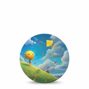 ExpressionMed Summer Kite Freestyle Libre and Libre 2 Plus Overpatch, Abbott Lingo, Single Tape Flying Kite, Fixing Ring Patch CGM Design