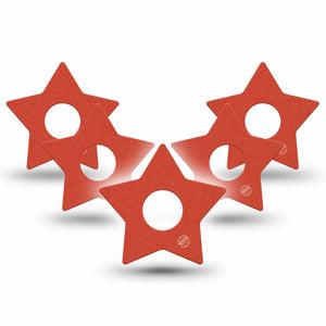 ExpressionMed Cherry Red Freestyle Libre 3 and Libre 3 Plus Star Shape Tape, 5-Pack Tape Tomato Red Shade, Patch CGM Design