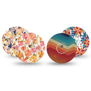 ExpressionMed Jewel Tone Glow Variety Pack Freestyle Libre 3 and Libre 3 Plus Tape, 4-Pack Tape and 4-Pack Stickers Variety Cheerful Colors, Adhesive Tape Continuous Glucose Monitor Design