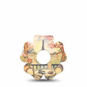ExpressionMed Café Terrace Freestyle Libre 3 and Libre 3 Plus Flower, Single Tape Watercolor eiffel tower Decorative Adhesive Tape for CGM