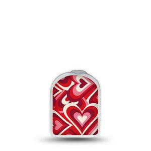 ExpressionMed Valentine Hearts Omnipod Surface Center Sticker Single Sticker Only Heart Romantic Inspired, Vinyl Decoration Pump Design