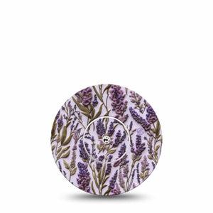 ExpressionMed Stitched Bloom Freestyle Libre, Libre 2 Plus, and Abbott Lingo, Single Tape and Single Sticker Lavender embroidery Overlay Patch for CGM