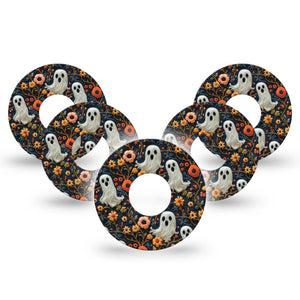 ExpressionMed Embroidered Ghost Infusion Set Tape, 10-Pack Tape Ghostly Garden, Overlay Patch Continuous Glucose Monitor Design
