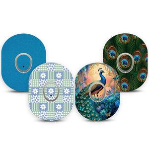 ExpressionMed Ornate Peacock Dexcom G7 and Dexcom Stelo Glucose Biosensor System, tape and sticker  ornate peacock feather design Decorative Decal for CGM