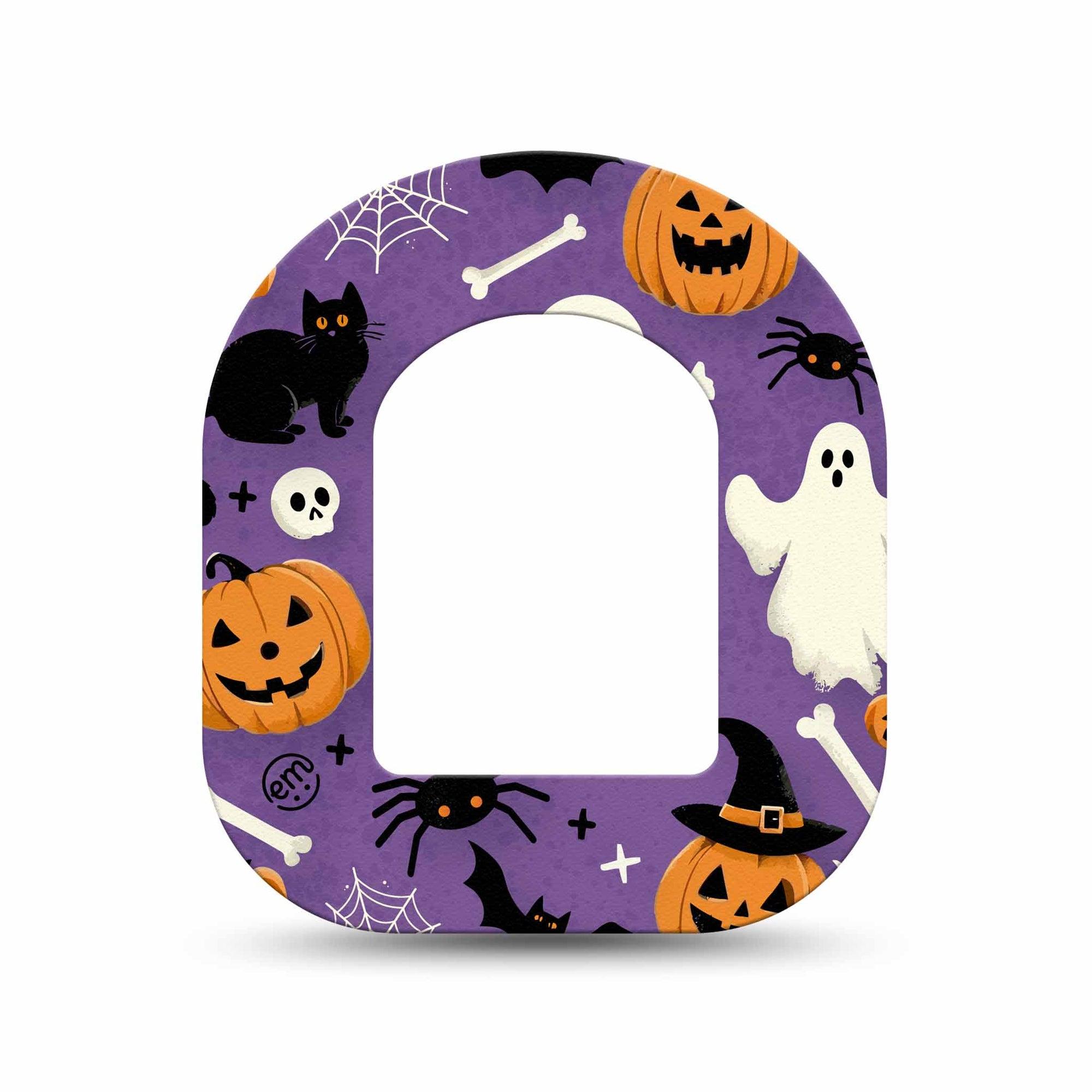 ExpressionMed Happy Halloween Omnipod Mini Tape Single Black Cat Spooky Spiders Adhesive Tape Pump Design