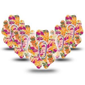 ExpressionMed Retro Brush Stroke Dexcom G6 Flower Shape Tape 5-Pack Tape and 5-Pack Sticker Feather-Like Brush Stroke Print, Adhesive Patch Continuous Glucose Monitor Design