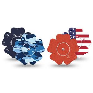 ExpressionMed USA Basics Freestyle Libre, Libre 2 Plus, and Abbott Lingo Flower, tape and sticker  usa color palette Best Covers for CGM