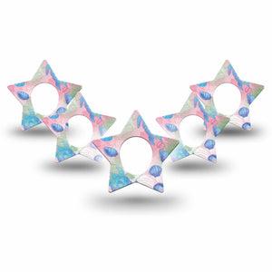 ExpressionMed Turtley One-derful Dexcom G7 and Dexcom Stelo Glucose Biosensor System Star, 5-Pack Seashells hibiscus Decorative Adhesive Tape for Continuous Glucose Monitor