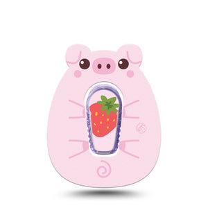 ExpressionMed Strawberry Piglet Dexcom G6 Gumdrop Shape Tape, Single Tape and Single Sticker Baby Pigs Overlay Patch CGM Design