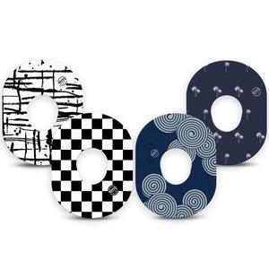 ExpressionMed Simply Patterned Variety Pack Dexcom G7 Tape, Dexcom Stelo Glucose Biosensor System, 4-Pack Tape Variety, Edgy Styled Patterns, Overlay Tape CGM Design