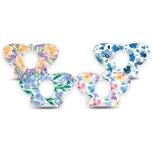 ExpressionMed Dusky Meadow Variety Pack Dexcom G7 Butterfly Shape Tape, Dexcom Stelo Glucose Biosensor System,  4-Pack Tape Mixture Of Light Colored Blooms, Adhesive Tape CGM Design