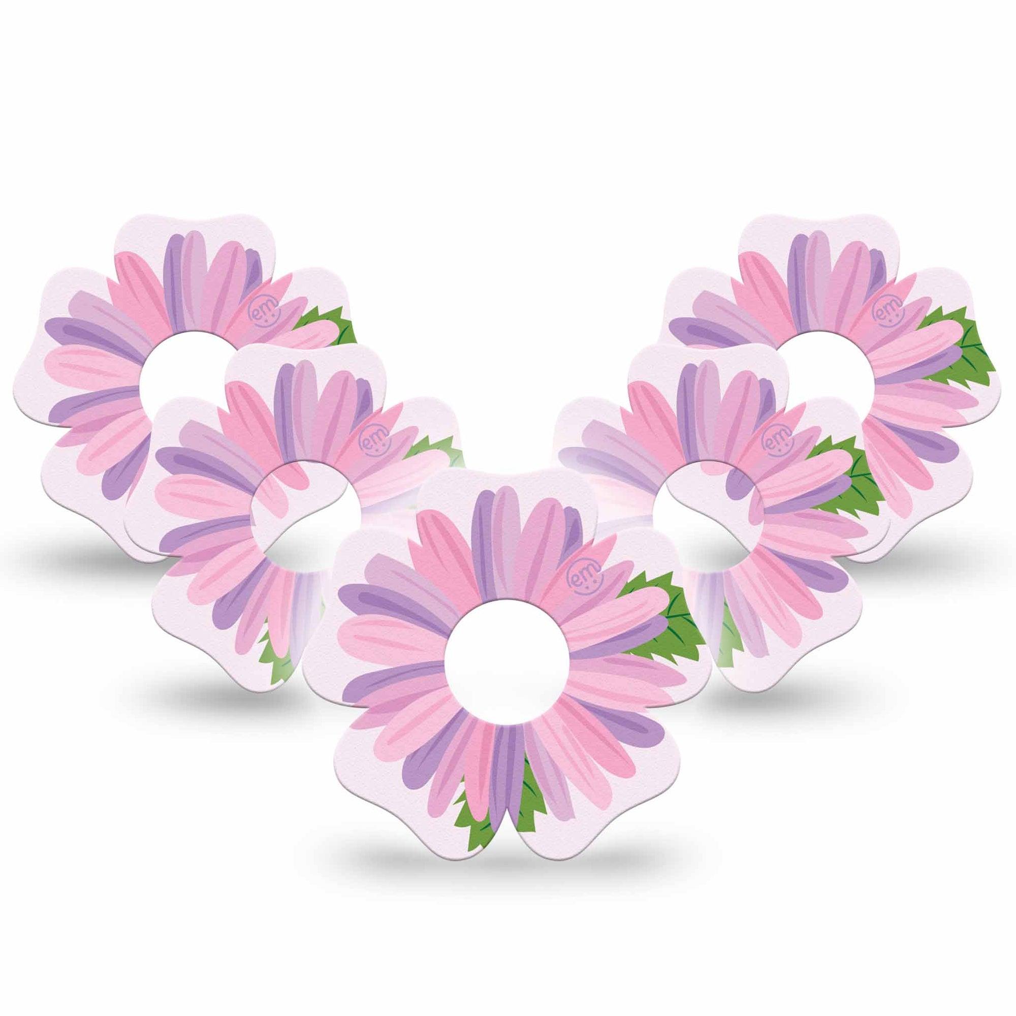 ExpressionMed Daisy Freestyle Libre 3 and Libre 3 Plus Flower Shape Tape 5-Pack Tape Pink Flower Overlay Tape CGM Design