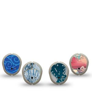 ExpressionMed Ocean Odyssey Variety Pack Dexcom G7 Sticker, Dexcom Stelo Glucose Biosensor System, 4-Pack Sticker Variety Sea Adventure, Vinyl Decoration Continuous Glucose Monitor Design