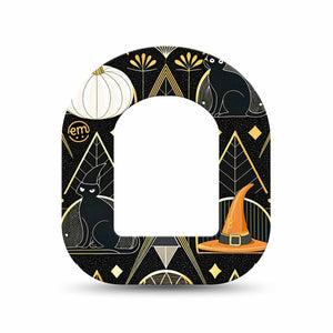 ExpressionMed Art Deco Halloween Omnipod Mini Tape, Single Tape Black Cats Art Deco, Adhesive Tape Pump Design