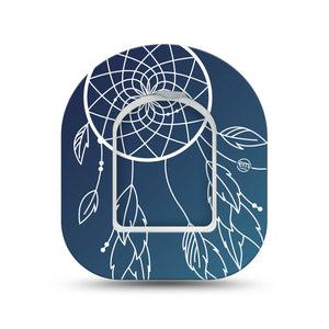 ExpressionMed Blue Dreamcatcher Omnipod Surface Center Sticker and Mini Tape White Dreamcatcher Themed Vinyl Sticker and Tape Design Pump Design