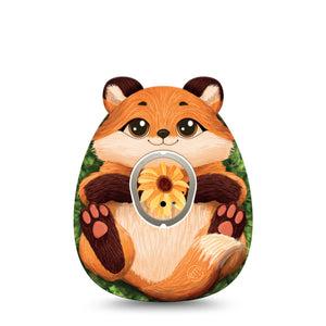ExpressionMed Fox Dexcom G7 Gumdrop Shape Tape, Dexcom Stelo Glucose Biosensor System, Single Tape and Single Sticker Fox Stuffed Animal Inspired, Patch CGM Design