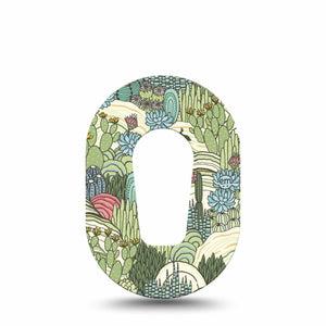 ExpressionMed Cactus Dexcom G6 Mini Tape Single Tape Light Green Cactus Plants, Adhesive Tape CGM Design