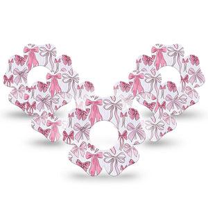 ExpressionMed Bows and Ribbons Infusion Set Flower Shape Tape 10-Pack Tape Hair Bow Inspired Pink Ribbon, Plaster Continuous Glucose Monitor Design