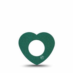 ExpressionMed Forest Green Freestyle Libre 2 and Libre 2 Plus Heart Shape Tape, Abbott Lingo, Single Tape Deep Green Hue, Adhesive Patch CGM Design