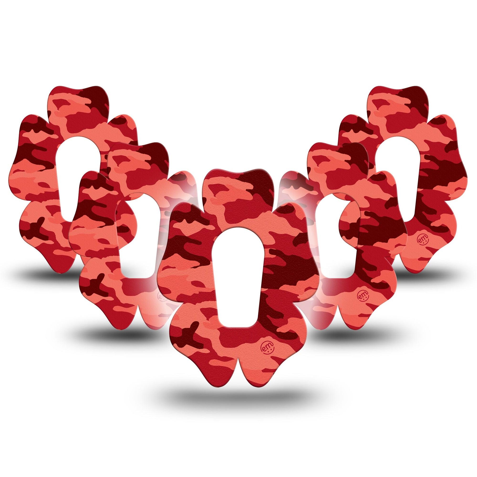 ExpressionMed Red Camo Dexcom G6 Flower Shape Tape 5-Pack Tape Red Camouflage, Adhesive Patch Continuous Glucose Monitor Design