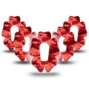 ExpressionMed Red Camo Dexcom G6 Flower Shape Tape 5-Pack Tape Red Camouflage, Adhesive Patch Continuous Glucose Monitor Design