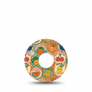 ExpressionMed Fruit Stickers Freestyle Libre 3 and Libre 3 Plus, Single Tape Retro fruits Overlay Patch for Continuous Glucose Monitor