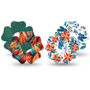 ExpressionMed Riptide Blossoms Variety Pack Freestyle Libre 3 and Libre 3 Plus Flower Shape Tape 4-Pack Tape Winter Color Palette, Plaster CGM Design