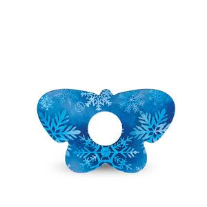 ExpressionMed Falling Snow Freestyle Libre 3 and Libre 3 Plus Butterfly Shape Tape, Single Tape Winter Snow, Overlay Patch CGM Design