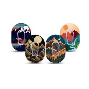 ExpressionMed Mountain Escapade Dexcom G6 Mini, tape and sticker  retro woodland mountain illustration Waterproof Adhesive Tape for CGM